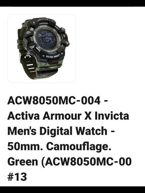 Invicta Activa Armour X Digital Watch - Camouflage Green & Black